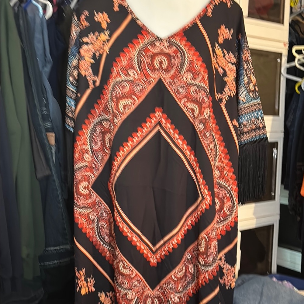 Black and Orange Paisley Women's 2XL dress